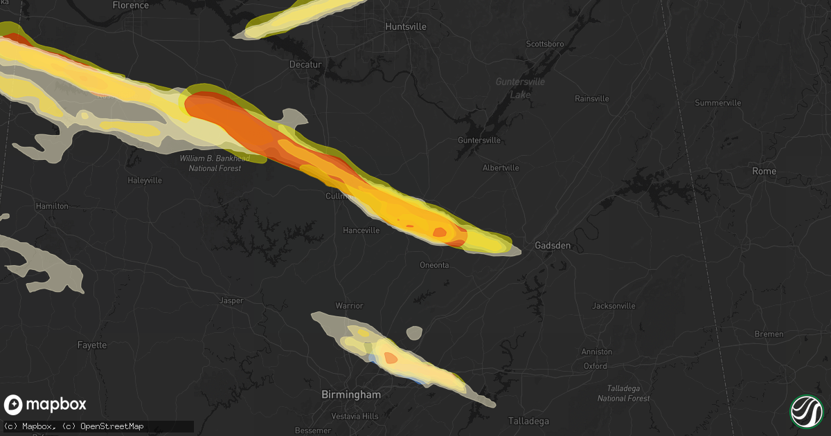 Hail map in Blountsville, AL on February 26, 2026