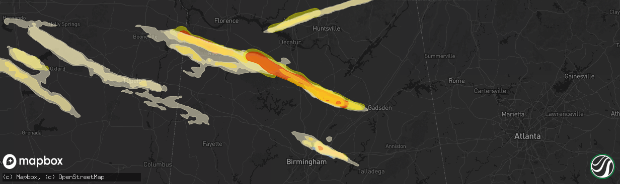 Hail map in Cullman, AL on February 26, 2026