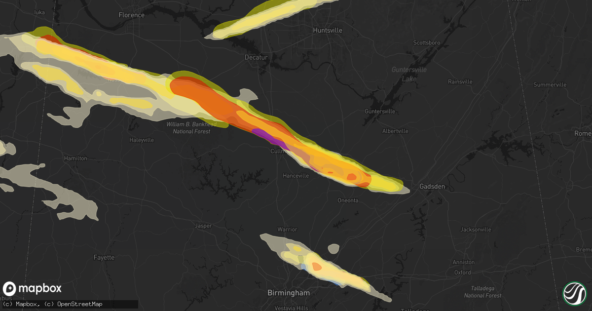 Hail map in Cullman, AL on February 26, 2026