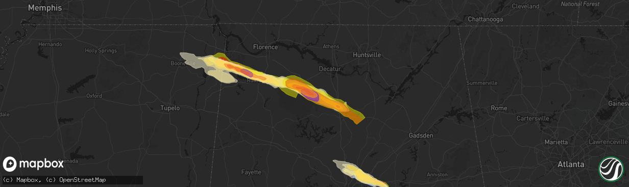 Hail map in Danville, AL on February 26, 2026