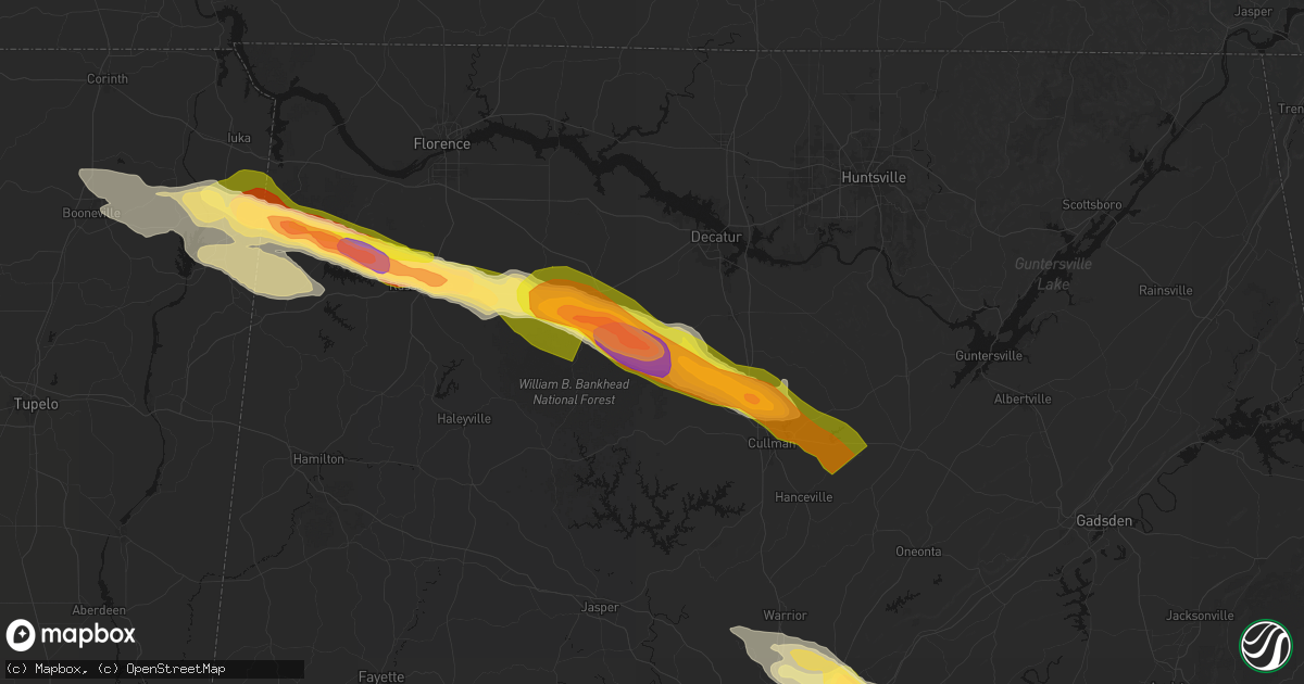 Hail map in Danville, AL on February 26, 2026