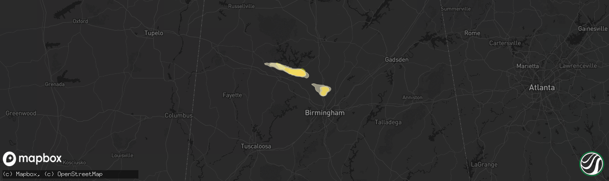 Hail map in Dora, AL on February 26, 2026