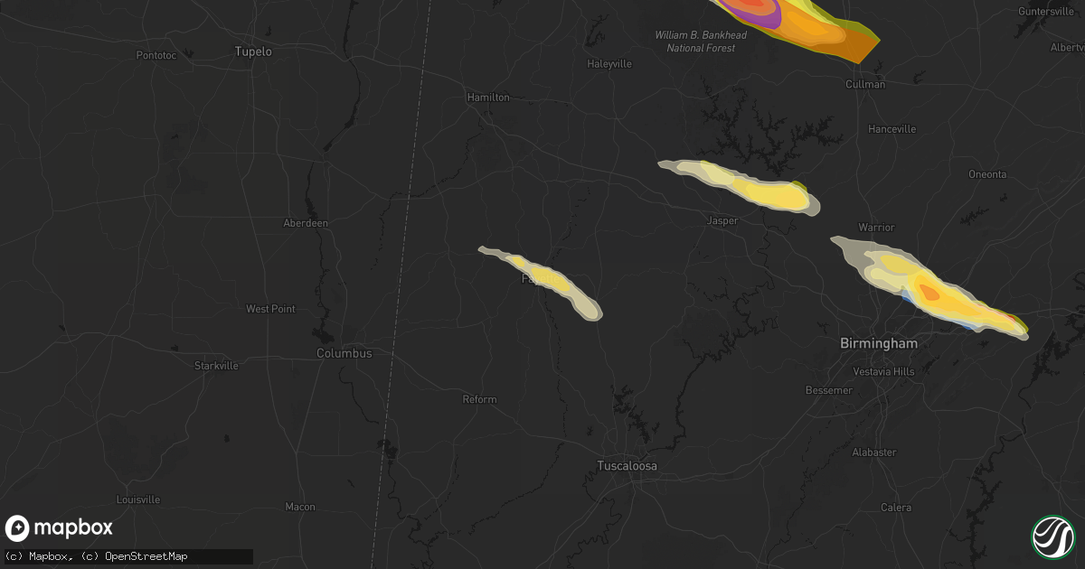 Hail map in Fayette, AL on February 26, 2026