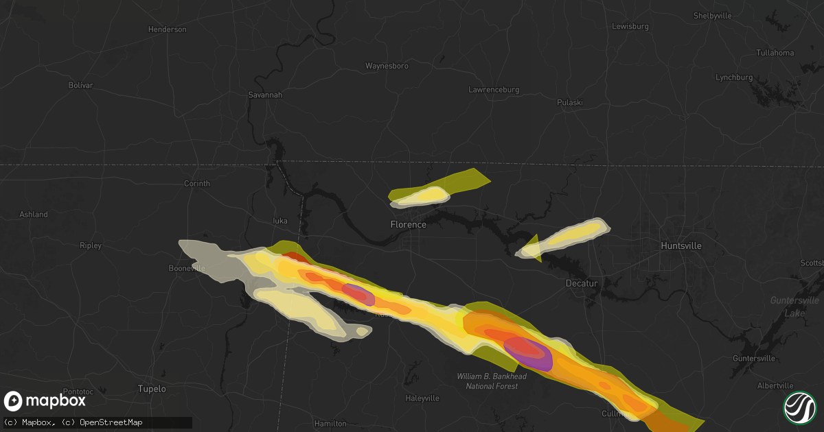 Hail map in Florence, AL on February 26, 2026