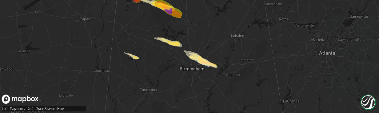Hail map in Gardendale, AL on February 26, 2026