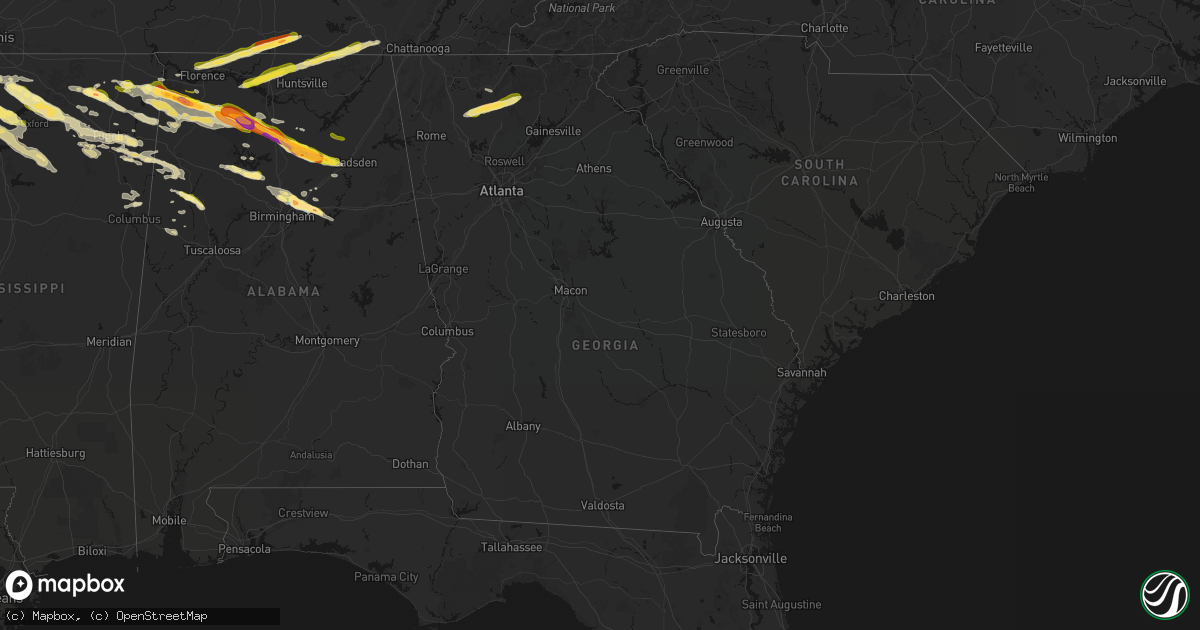 Hail map in Georgia on February 26, 2026