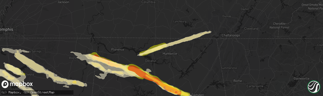 Hail map in Harvest, AL on February 26, 2026