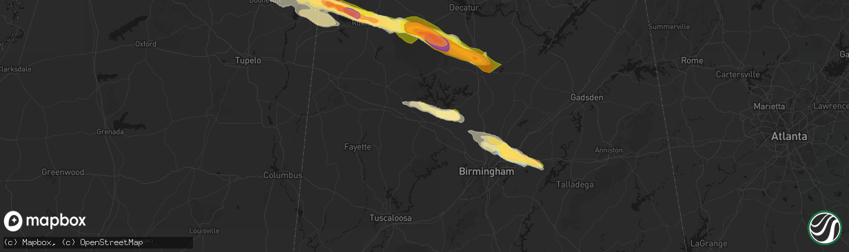 Hail map in Jasper, AL on February 26, 2026