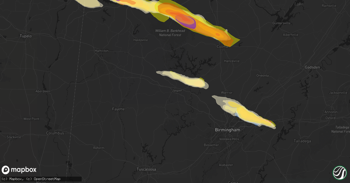 Hail map in Jasper, AL on February 26, 2026