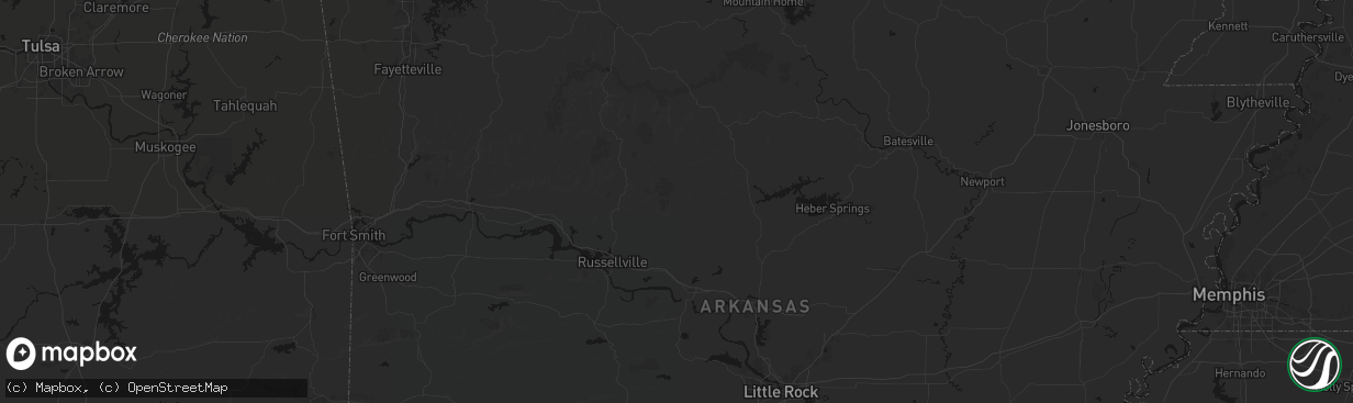 Hail map in Jerusalem, AR on February 26, 2026