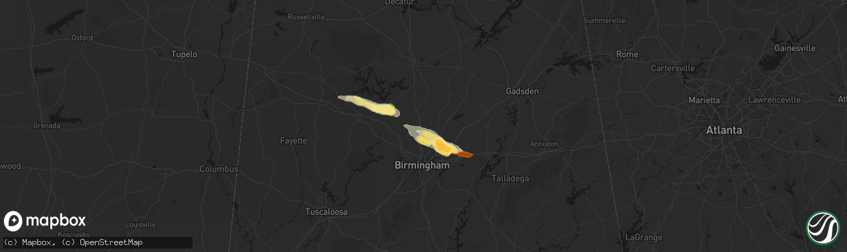 Hail map in Kimberly, AL on February 26, 2026