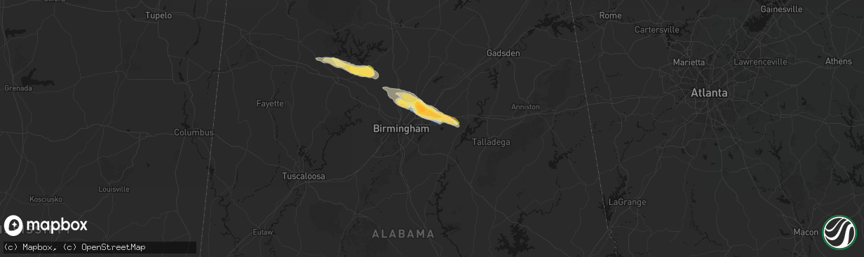 Hail map in Leeds, AL on February 26, 2026