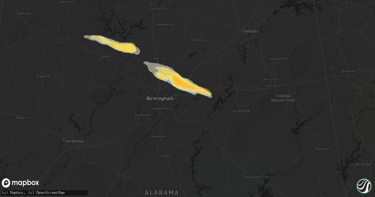 Hail map in Leeds, AL on February 26, 2026