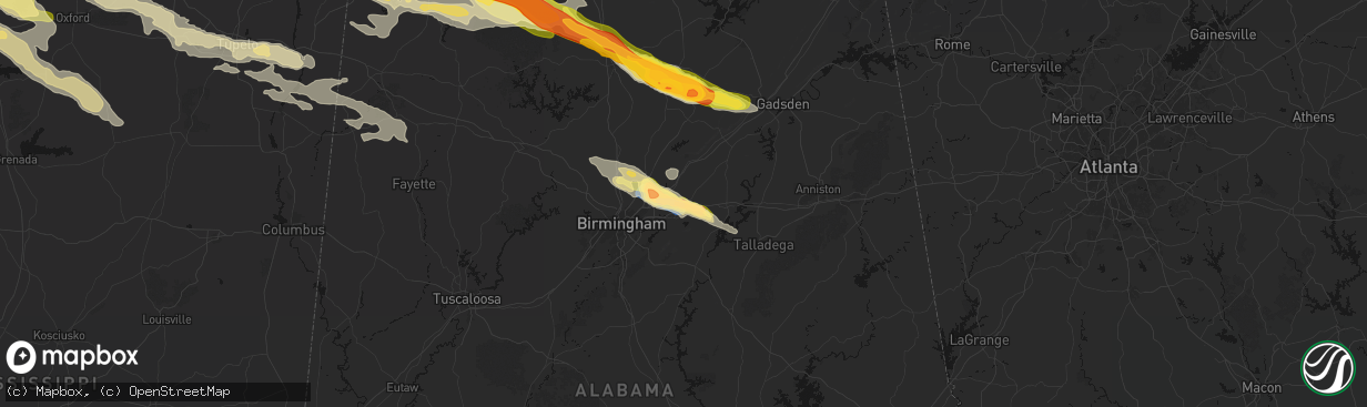 Hail map in Moody, AL on February 26, 2026