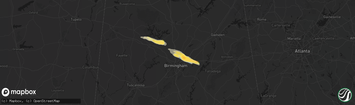 Hail map in Morris, AL on February 26, 2026