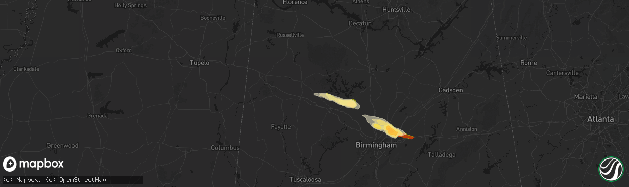 Hail map in Nauvoo, AL on February 26, 2026