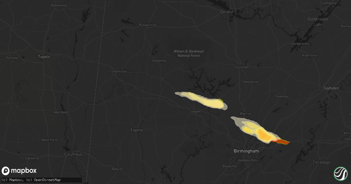 Hail map in Nauvoo, AL on February 26, 2026