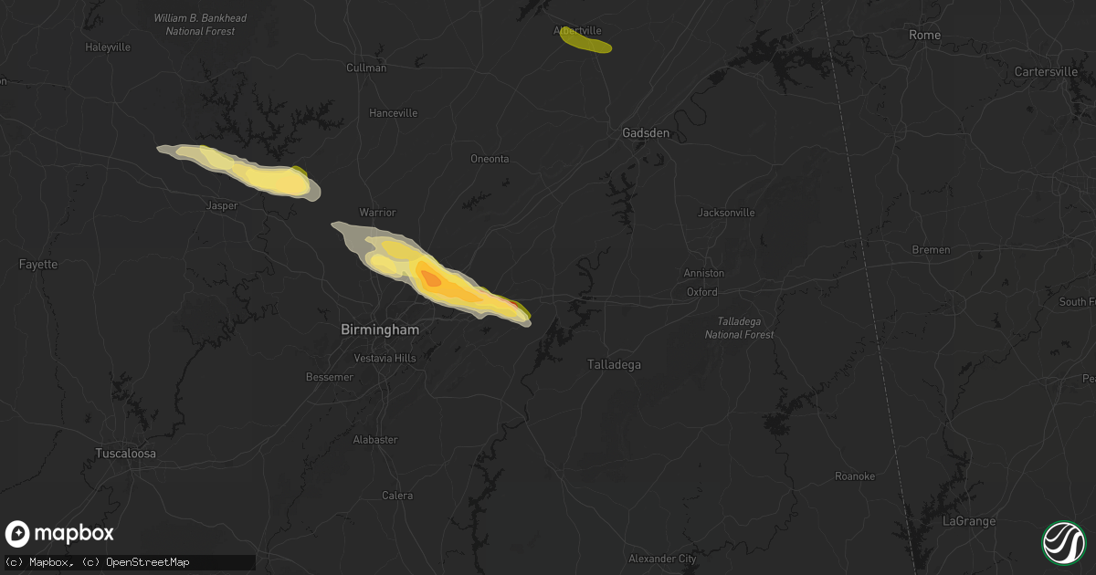 Hail map in Pell City, AL on February 26, 2026