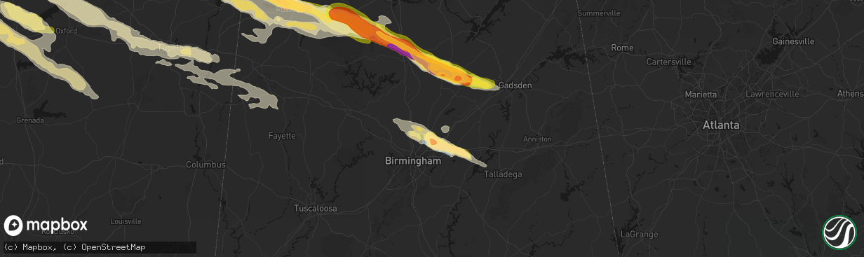 Hail map in Pinson, AL on February 26, 2026
