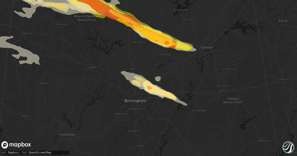 Hail map in Pinson, AL on February 26, 2026