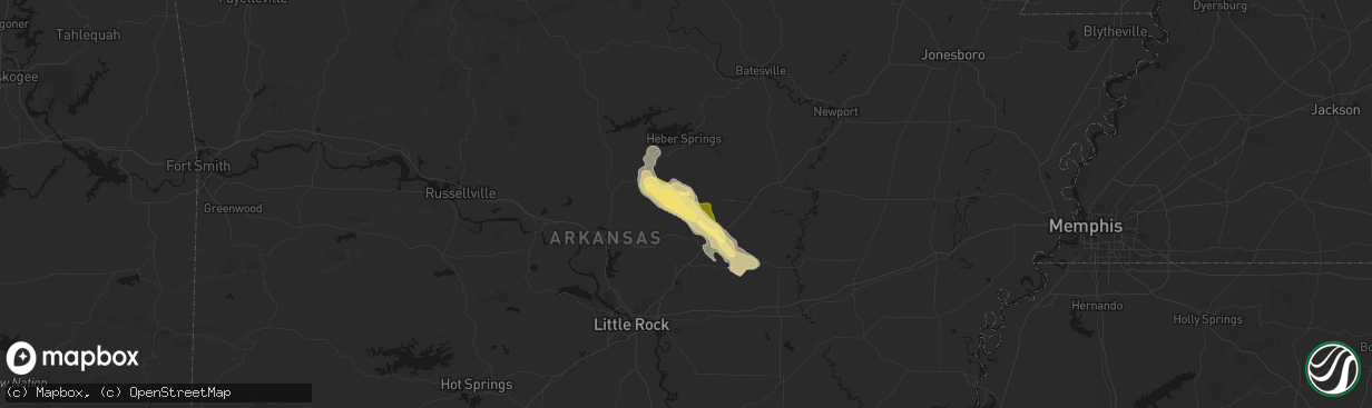 Hail map in Romance, AR on February 26, 2026