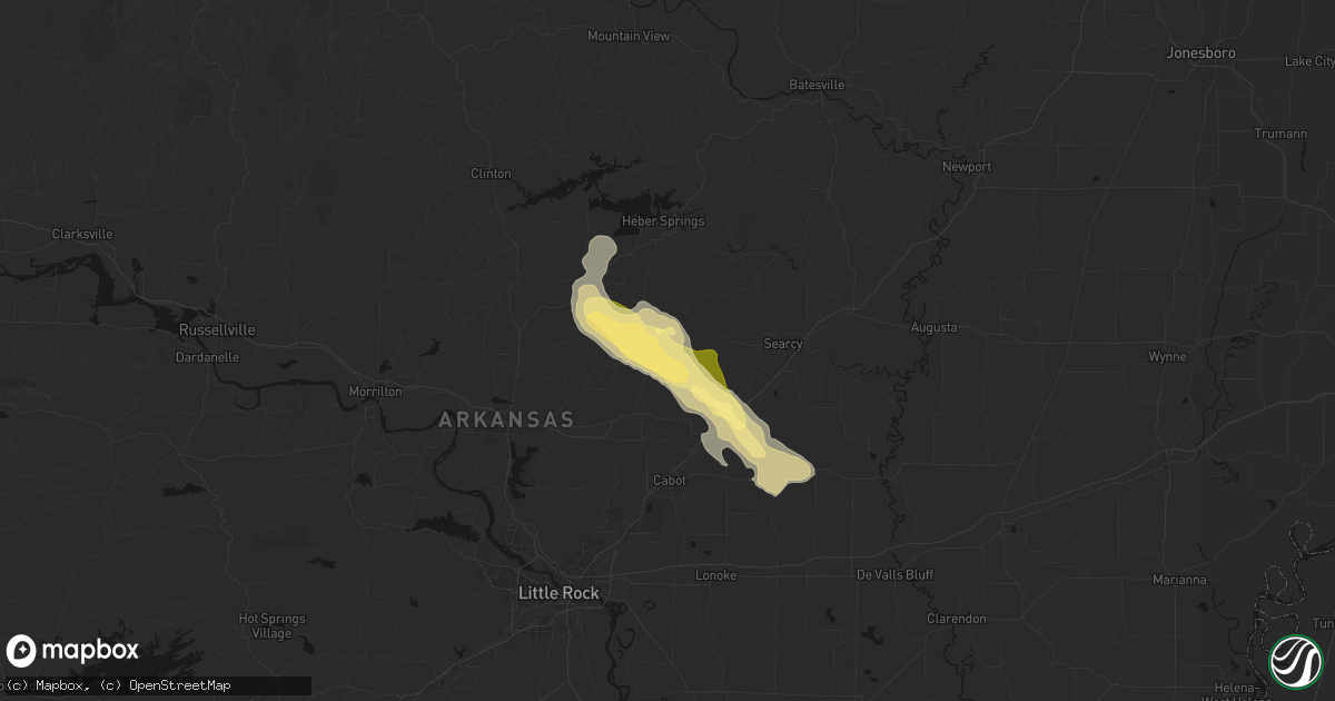 Hail map in Romance, AR on February 26, 2026