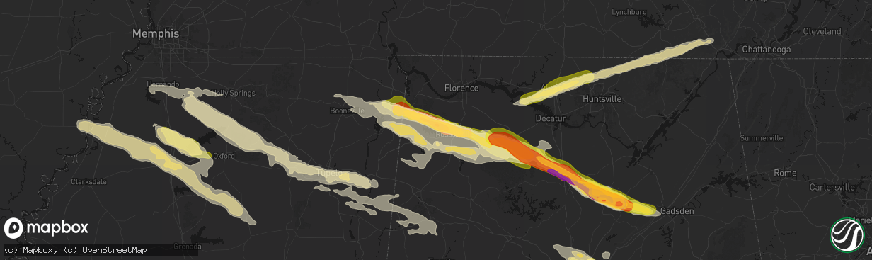 Hail map in Russellville, AL on February 26, 2026