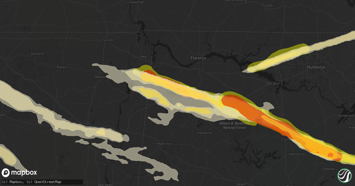 Hail map in Russellville, AL on February 26, 2026