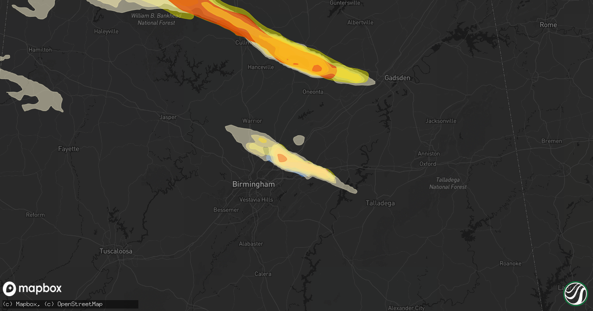 Hail map in Trussville, AL on February 26, 2026