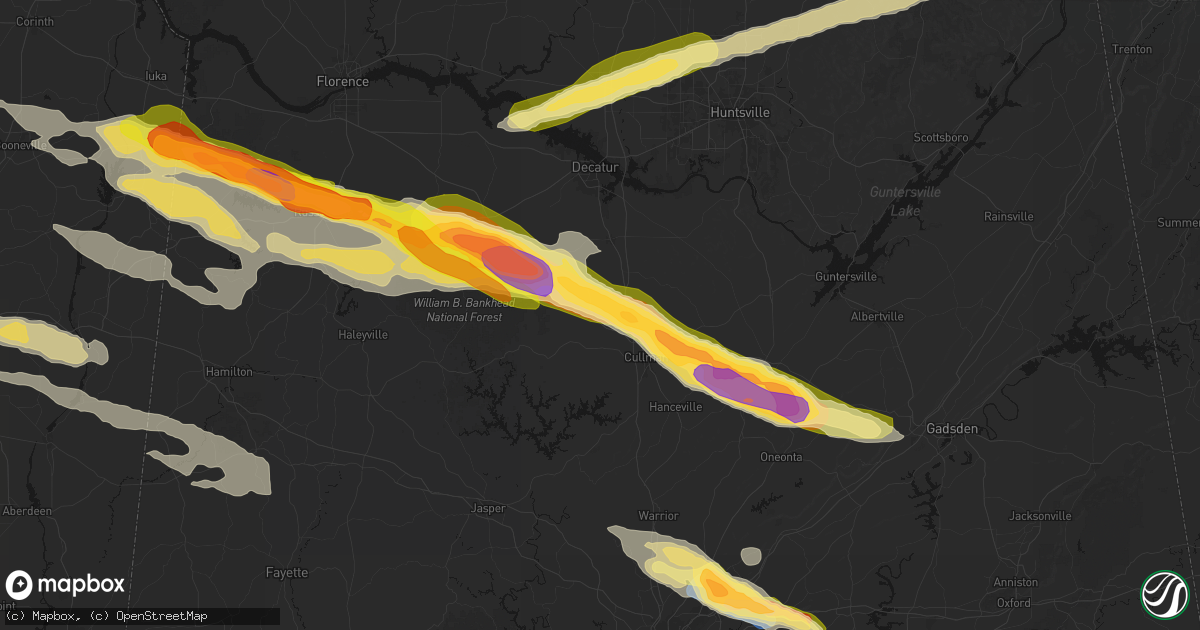 Hail map in Vinemont, AL on February 26, 2026