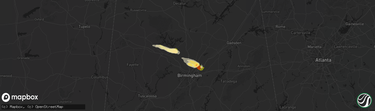 Hail map in Warrior, AL on February 26, 2026