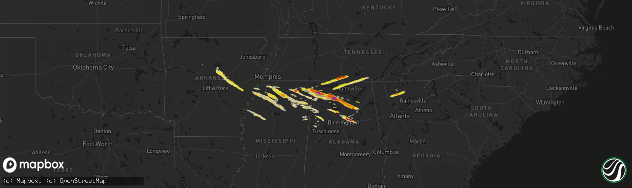 Hail map on February 26, 2026