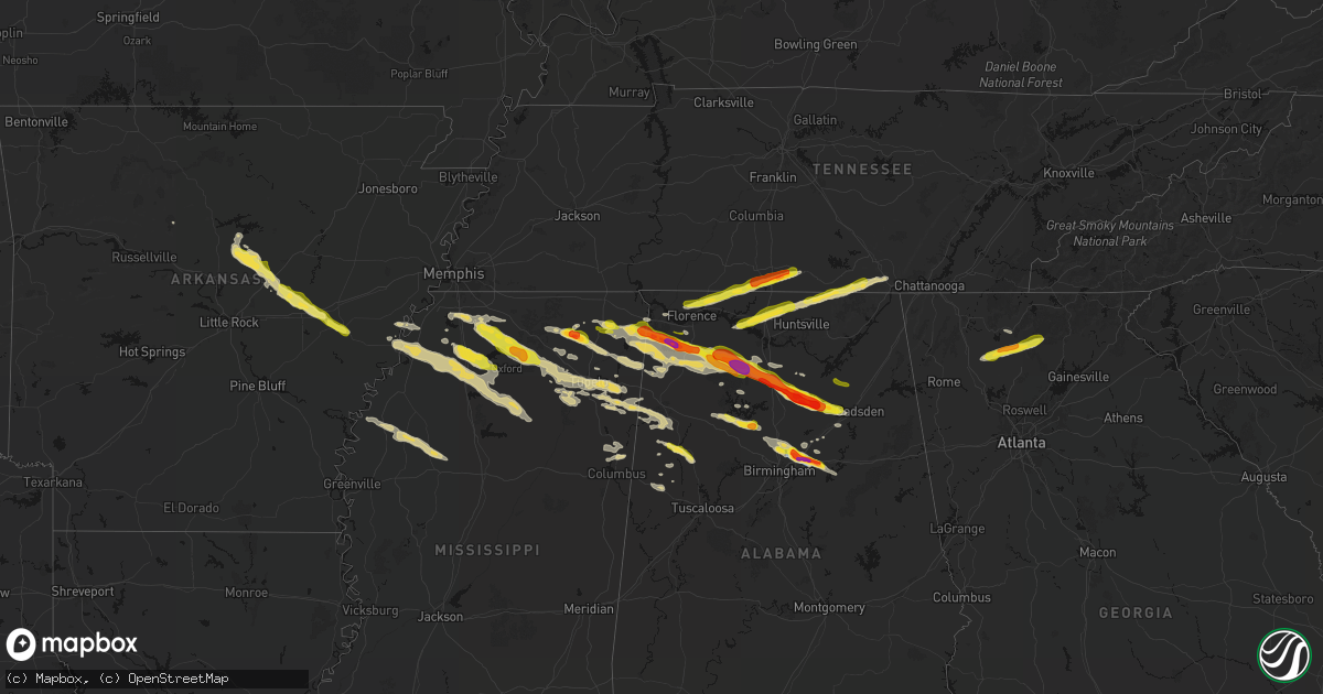 Hail map on February 26, 2026