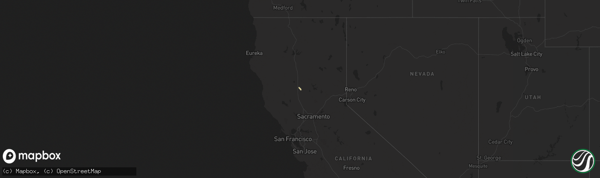 Hail map in California on February 27, 2015