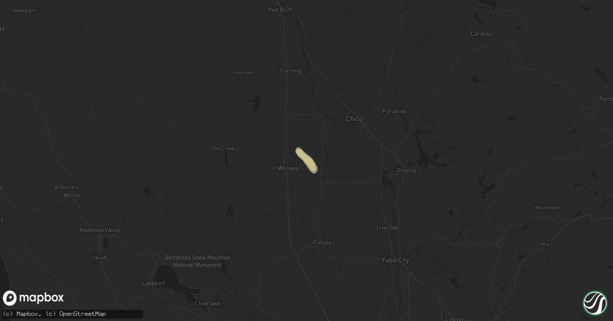 Hail map in Orland, CA on February 27, 2015