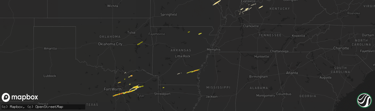 Hail map in Arkansas on February 27, 2017