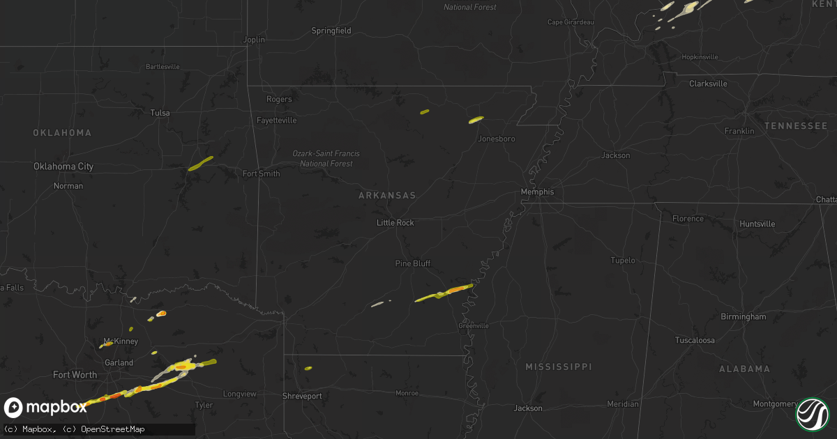 Hail map in Arkansas on February 27, 2017