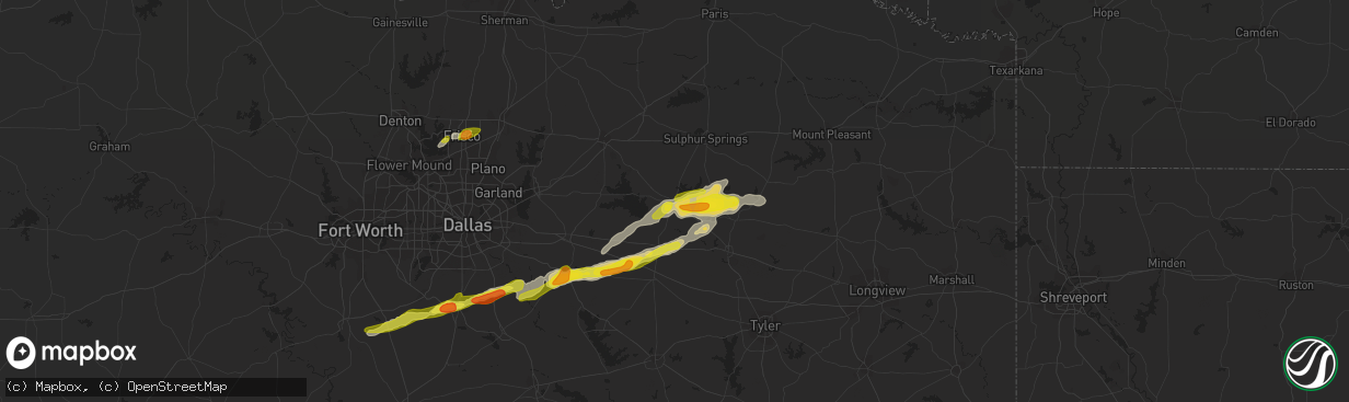 Hail map in Emory, TX on February 27, 2017