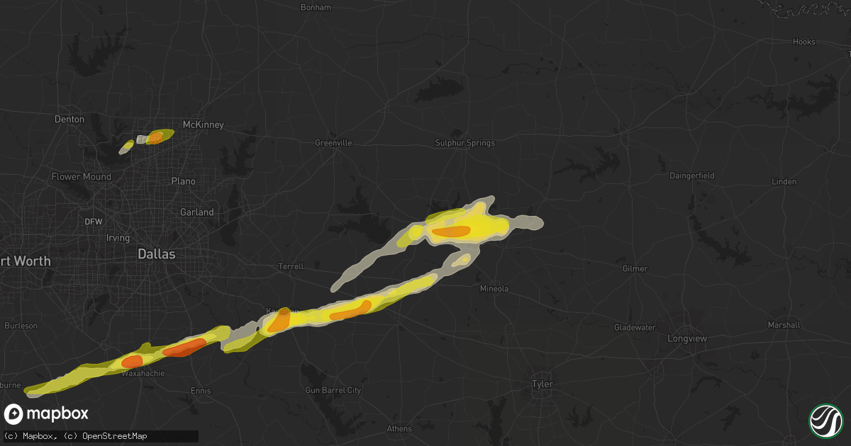 Hail map in Emory, TX on February 27, 2017