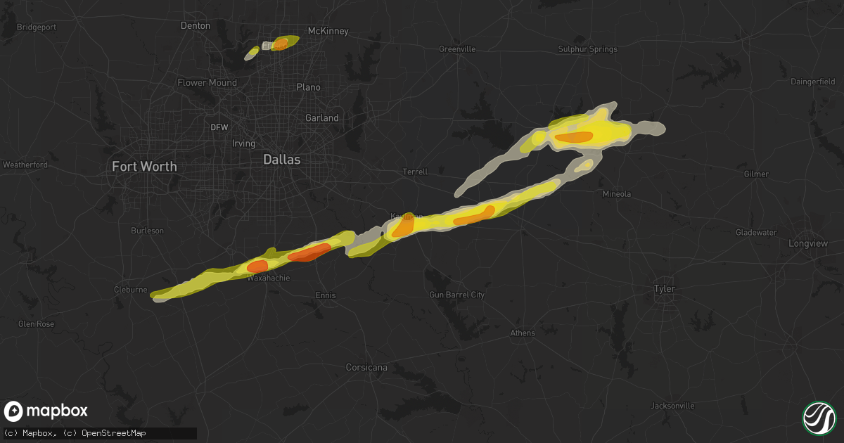 Hail map in Kaufman, TX on February 27, 2017