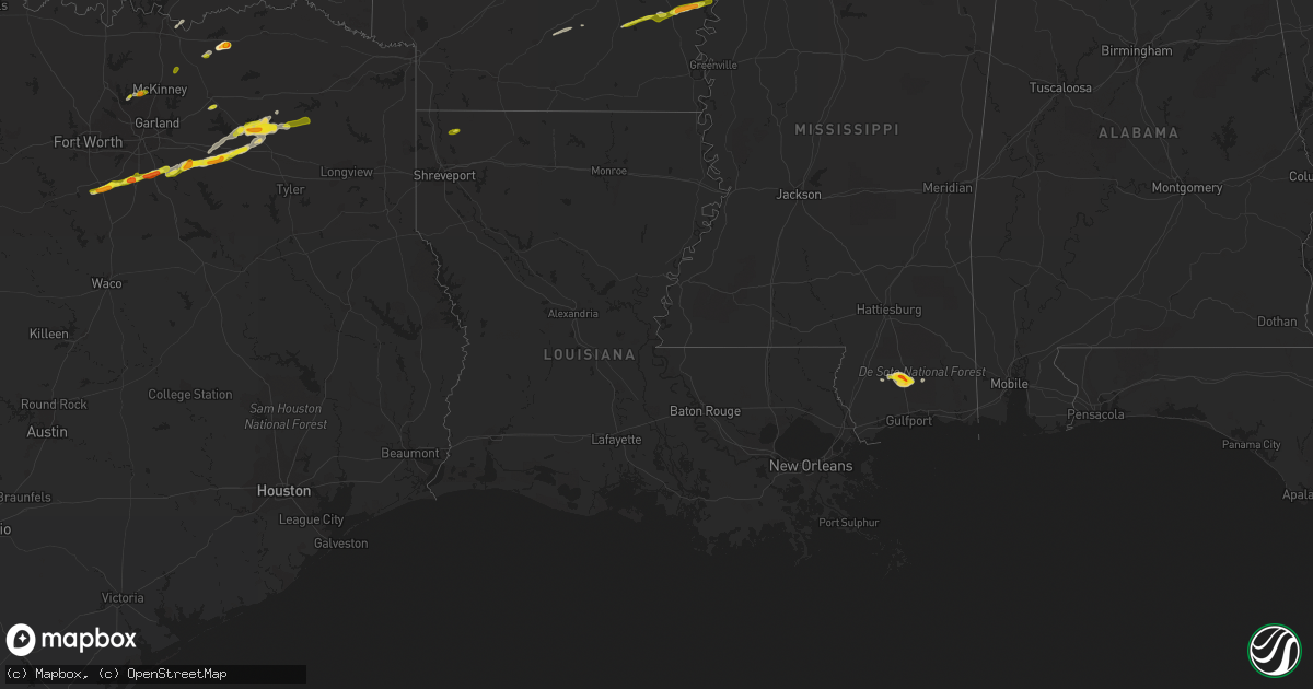 Hail map in Louisiana on February 27, 2017