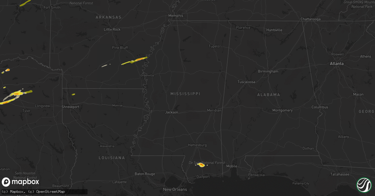 Hail map in Mississippi on February 27, 2017