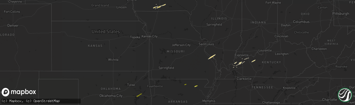 Hail map in Missouri on February 27, 2017