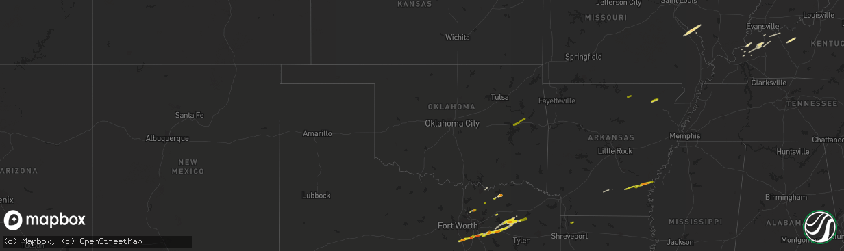 Hail map in Oklahoma on February 27, 2017