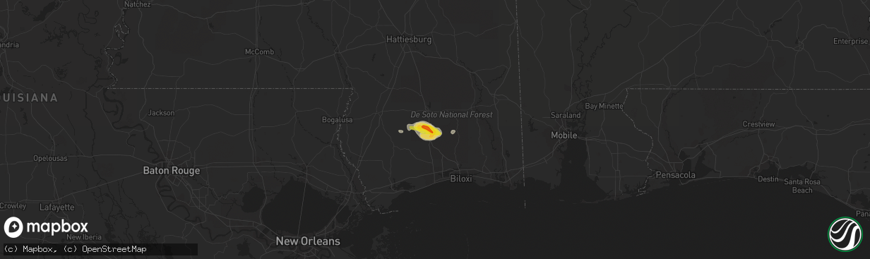 Hail map in Perkinston, MS on February 27, 2017