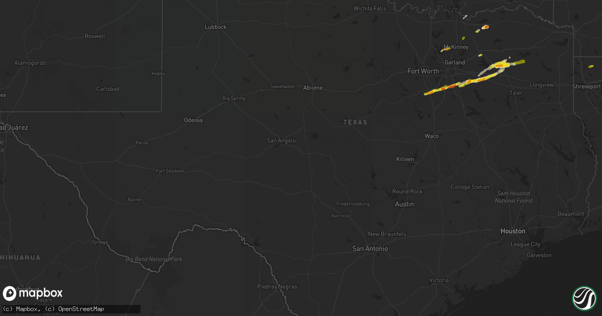 Hail map in Texas on February 27, 2017