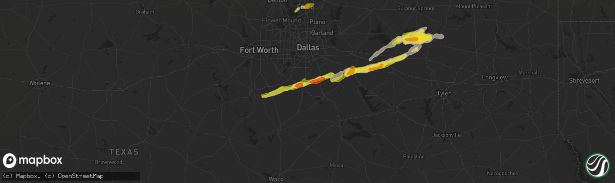 Hail map in Waxahachie, TX on February 27, 2017