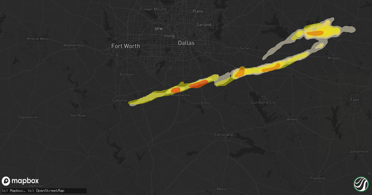 Hail map in Waxahachie, TX on February 27, 2017