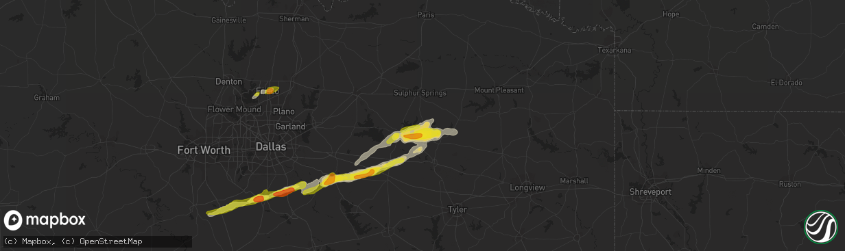 Hail map in Yantis, TX on February 27, 2017