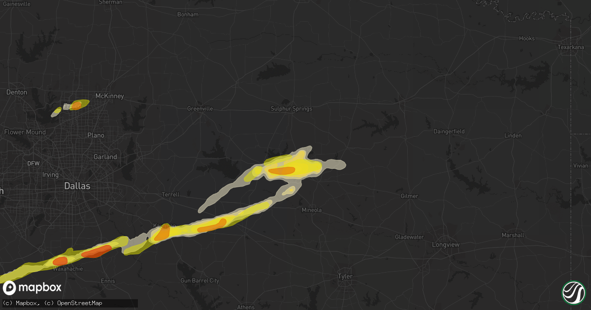 Hail map in Yantis, TX on February 27, 2017